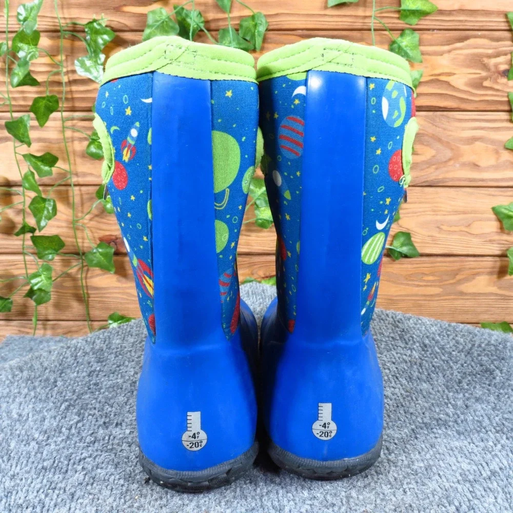Bogs Durham Space Kids Winter Boots Size 2 Waterproof Insulated Blue Multi
